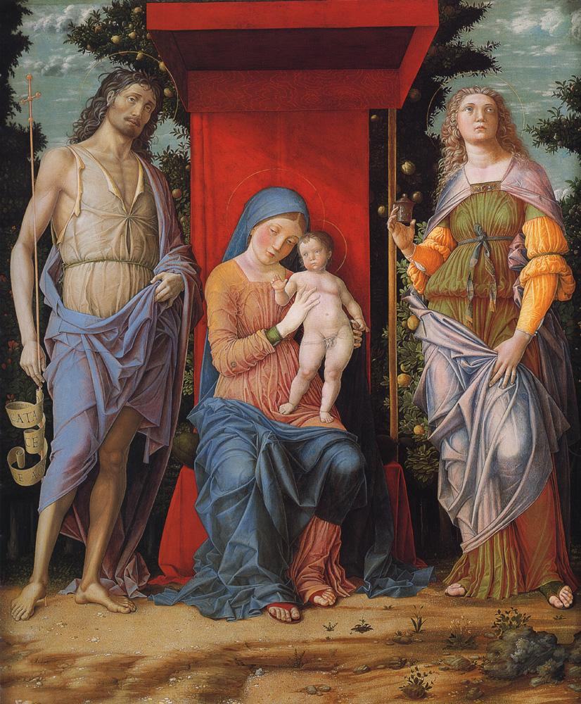 Andrea Mantegna Virgin and child with the Magdalen and St John the Baptist